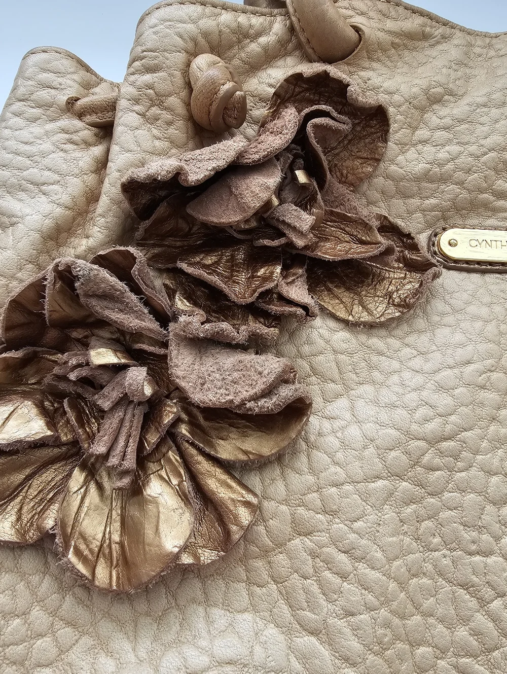 Cynthia Rowley Pebble Leather Floral Applique Hobo​ Bag